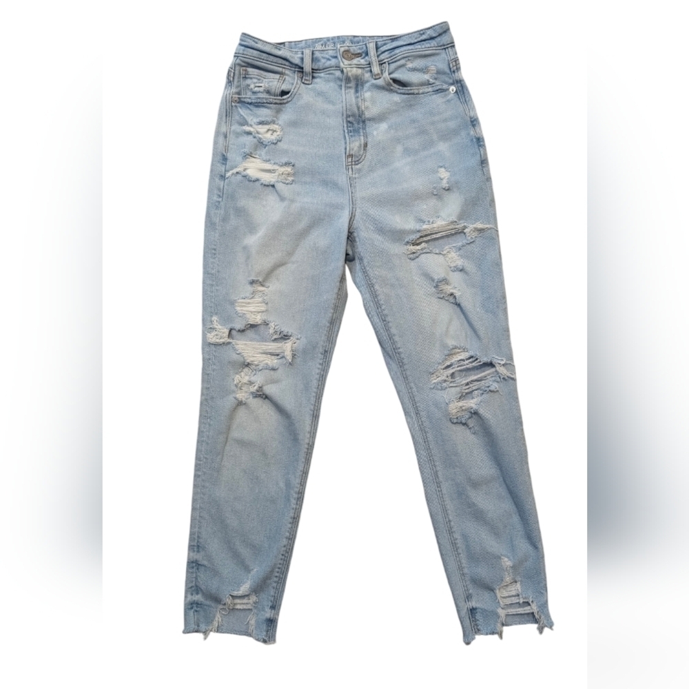 American Eagle stretch high rise Mom distressed size 4